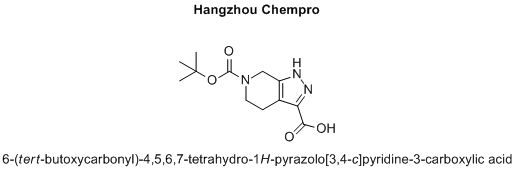 6-(tert-butoxycarbonyl)-4,5,6,7-tetrahydro-1H-pyrazolo[3,4-c]pyridine-3-carboxylic acidCAS Registry Number: 821785-76-6          C12 H17 N3 O4          6H-​Pyrazolo[3,​4-​c]​pyridine-​3,​6-​dicarboxyl