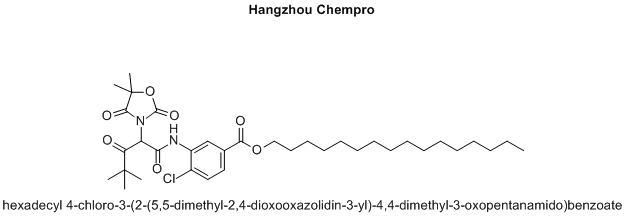 hexadecyl 4-chloro-3-(2-(5,5-dimethyl-2,4-dioxooxazolidin-3-yl)-4,4-dimethyl-3-oxopentanamido)benzoate