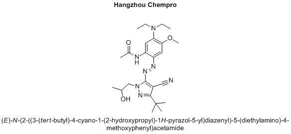 (E)-N-(2-((3-(tert-butyl)-4-cyano-1-(2-hydroxypropyl)-1H-pyrazol-5-yl)diazenyl)-5-(diethylamino)-4-methoxyphenyl)acetamide