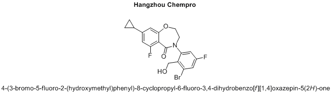 4-(3-bromo-5-fluoro-2-(hydroxymethyl)phenyl)-8-cyclopropyl-6-fluoro-3,4-dihydrobenzo[f][1,4]oxazepin-5(2H)-one